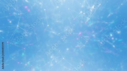 Structure of plexus smoothly rotating in space. Abstract polygonal geometrical with connected polygons plexus points, dots, lines, triangles.