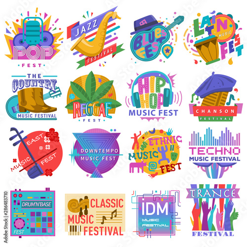 Music festivals emblem invitation