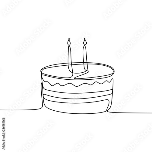 Single line drawing birthda...