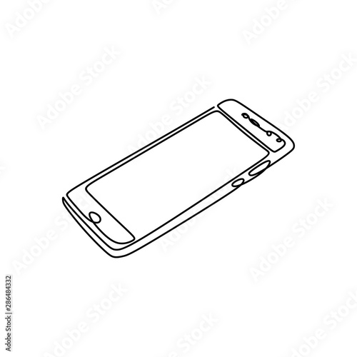 one line drawing of smartph...