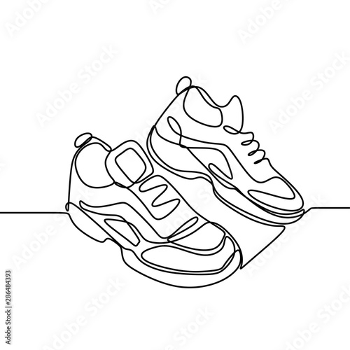 One line drawing of shoes m...