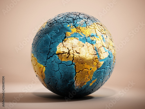 Cracked globe on soft background