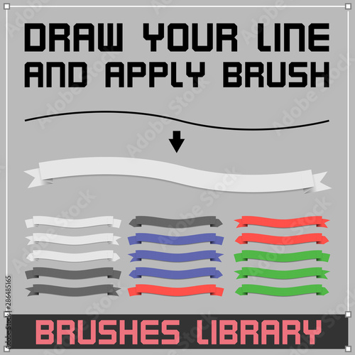 Set of Vector Ribbons or Flags Brushes For Adobe Illustrator - EPS10 file version