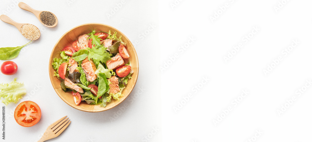 Salmon Salad with cherry tomatoes, Home made food. Salmon Salad with cherry tomatoes, Home made food.