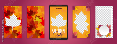 Trendy editable template for social media. Photo overlay with a autumn theme. Everything built on layers and editable shapes.