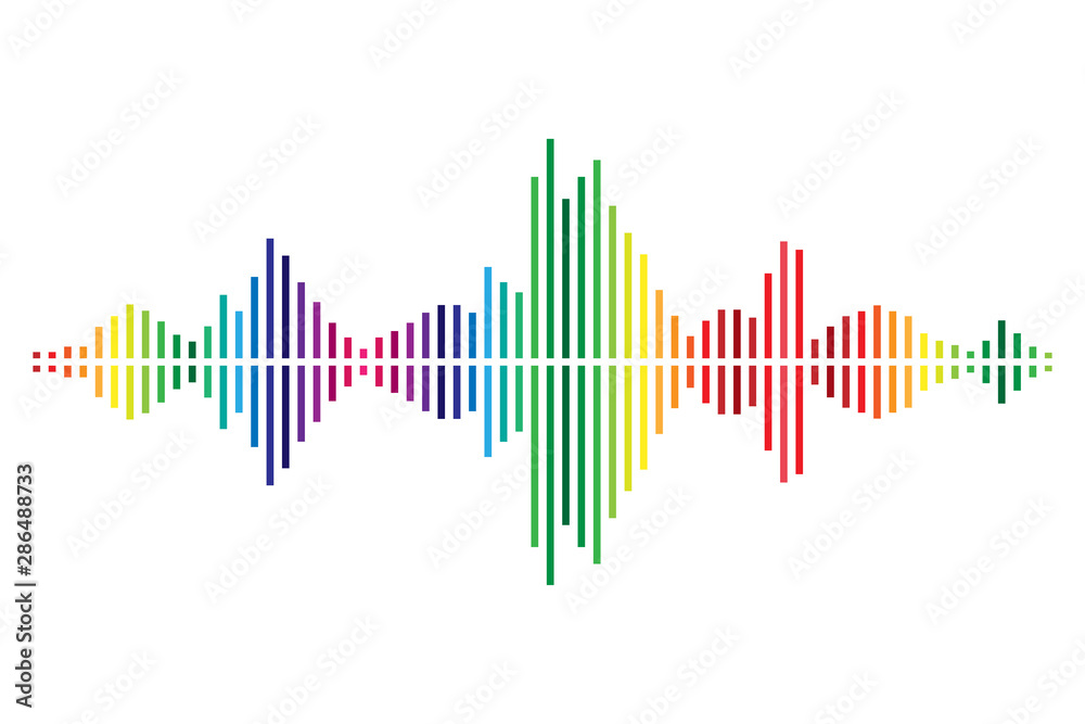 Vector sound waves dynamic colorful light flow for music concept background.
