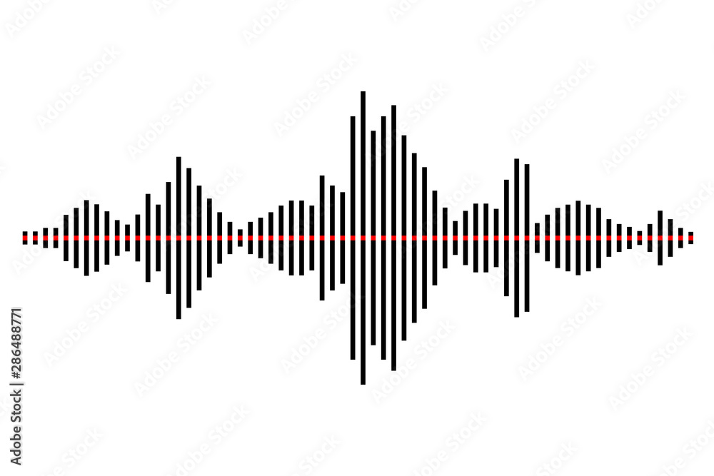 Sound / audio wave or soundwave line art for music apps and websites. Black and white vector illustration Sound / audio wave or soundwave line art for music apps and websites. Black and white vector illustration