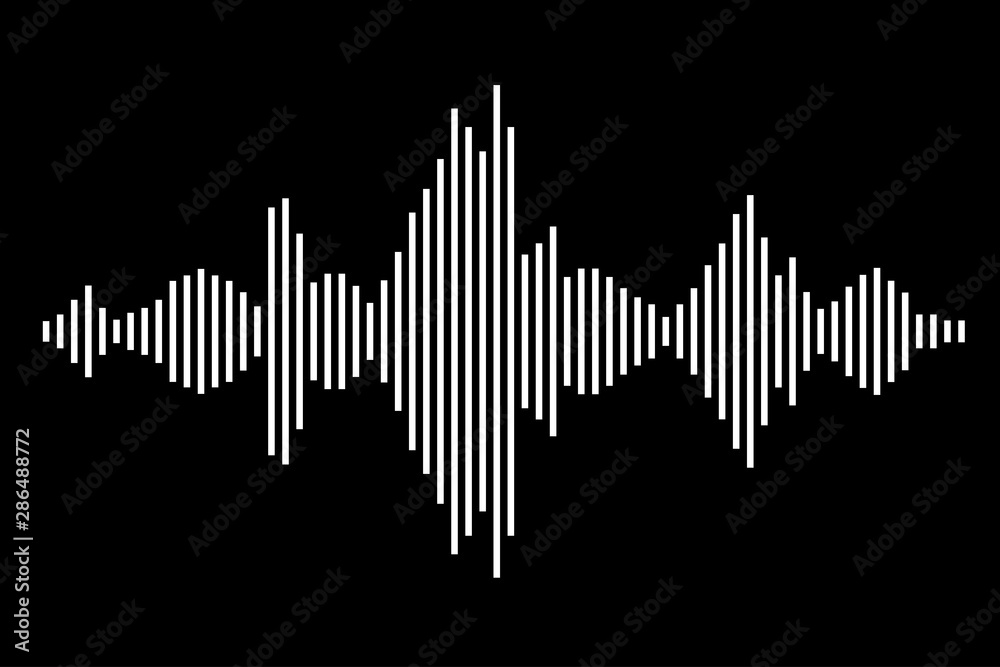 Sound / audio wave or soundwave line art for music apps and websites. Black and white vector illustration