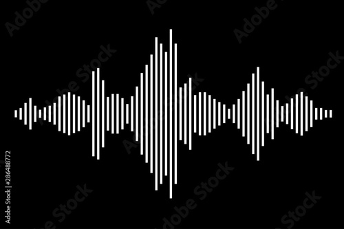 Sound   audio wave or soundwave line art for music apps and websites. Black and white vector illustration
