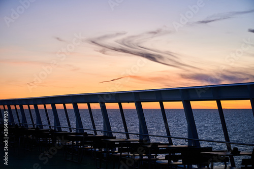 sunset on a ship