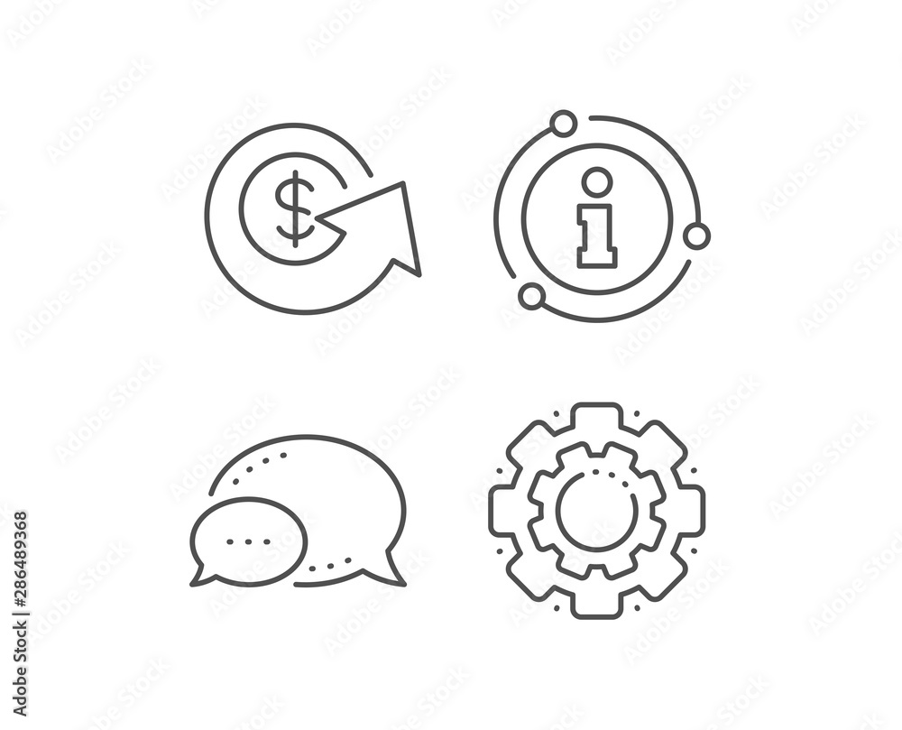 Dollar exchange line icon. Chat bubble, info sign elements. Money refund sign. Cashback symbol. Linear dollar exchange outline icon. Information bubble. Vector Dollar exchange line icon. Chat bubble, info sign elements. Money refund sign. Cashback symbol. Linear dollar exchange outline icon. Information bubble. Vector
