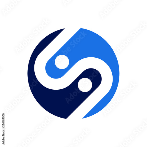 Letter S and People icon. Vector logo.