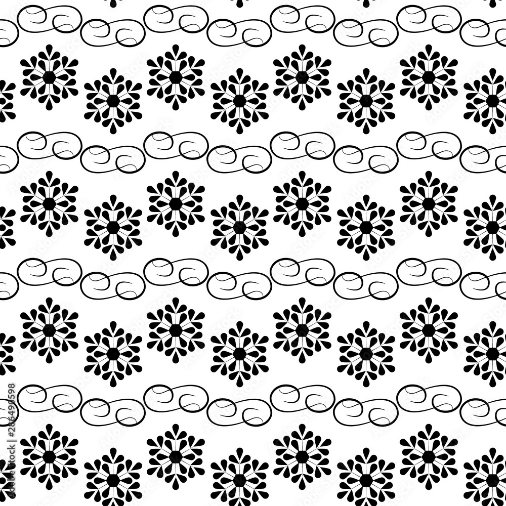 Snowflake seamless pattern. Fashion graphic background design. Modern stylish abstract texture. Monochrome template for prints, textiles, wrapping, wallpaper, website. Vector illustration. Snowflake seamless pattern. Fashion graphic background design. Modern stylish abstract texture. Monochrome template for prints, textiles, wrapping, wallpaper, website. Vector illustration.