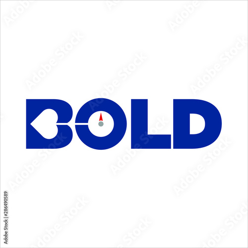 letter BOLD and symbol of Heart and Thermometer. Vector logo.