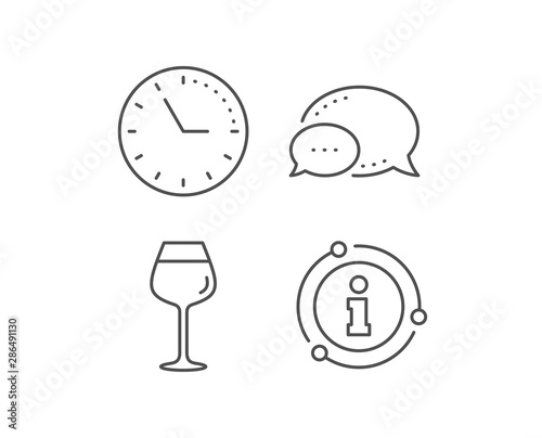 Wine glass line icon. Chat bubble, info sign elements. Bordeaux glass sign. Linear bordeaux glass outline icon. Information bubble. Vector