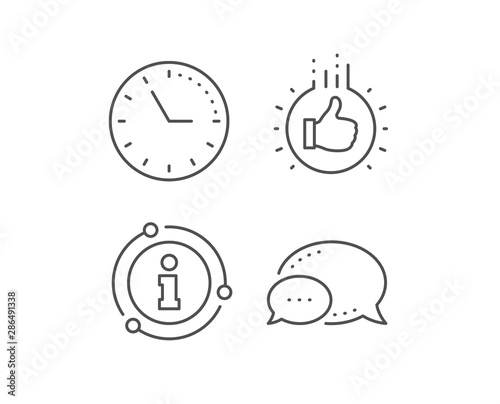 Like hand line icon. Chat bubble, info sign elements. Thumbs up finger sign. Brand ambassador gesture symbol. Linear like hand outline icon. Information bubble. Vector