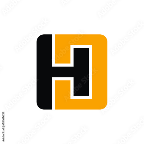 Letter H and J Vector Logo. Square Icon and Symbol. Eps 10.