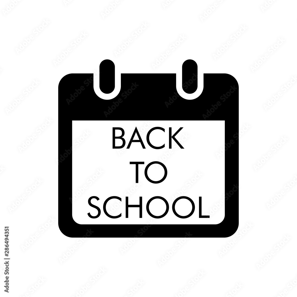 Logotipo con texto BACK TO SCHOOL en calendario en color negro