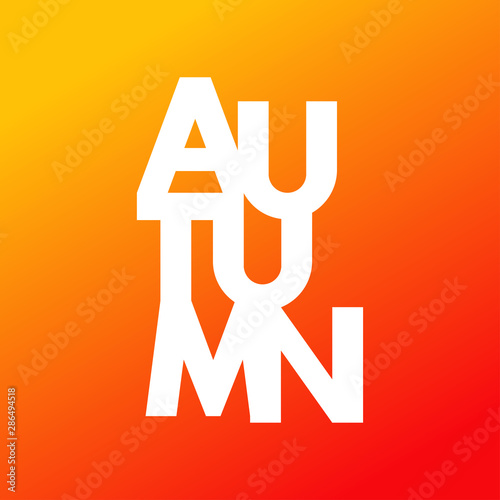 Logotipo con texto AUTUMN con letras en vertical en color blanco y fondo color naranja