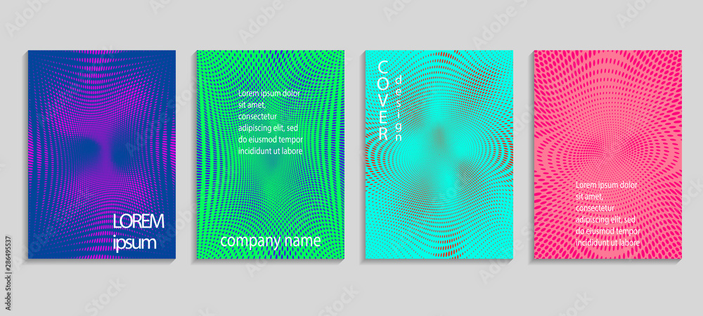 Minimalistic abstract vector halftone covers design. Future geometric template. Vector templates for placards, banners, flyers, presentations and reports