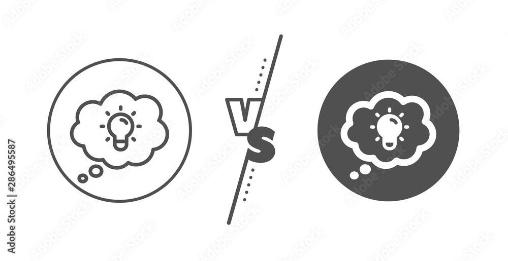 Lightbulb sign. Versus concept. Energy line icon. Electric power symbol. Line vs classic energy icon. Vector Lightbulb sign. Versus concept. Energy line icon. Electric power symbol. Line vs classic energy icon. Vector