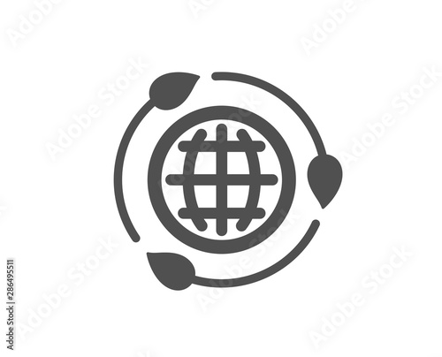 Green world sign. Eco energy icon. Ecology power symbol. Classic flat style. Simple eco energy icon. Vector