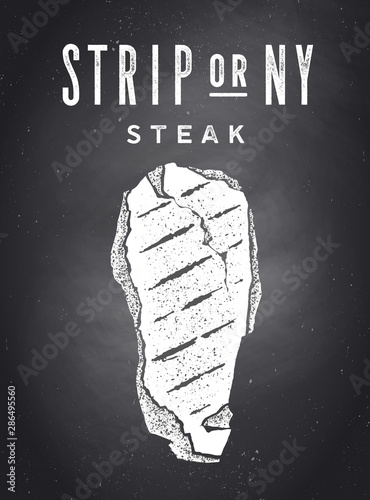 Steak, Chalkboard. Kitchen poster with steak silhouette