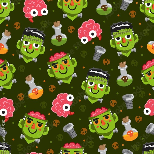 Fototapeta Naklejka Na Ścianę i Meble -  Halloween holiday seamless pattern background.Endless texture for textile ,fabric , wallpaper, web page background, wrapping paper and etc.
