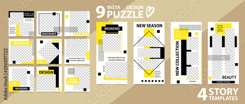 Trendy editable template for social networks stories and posts, vector