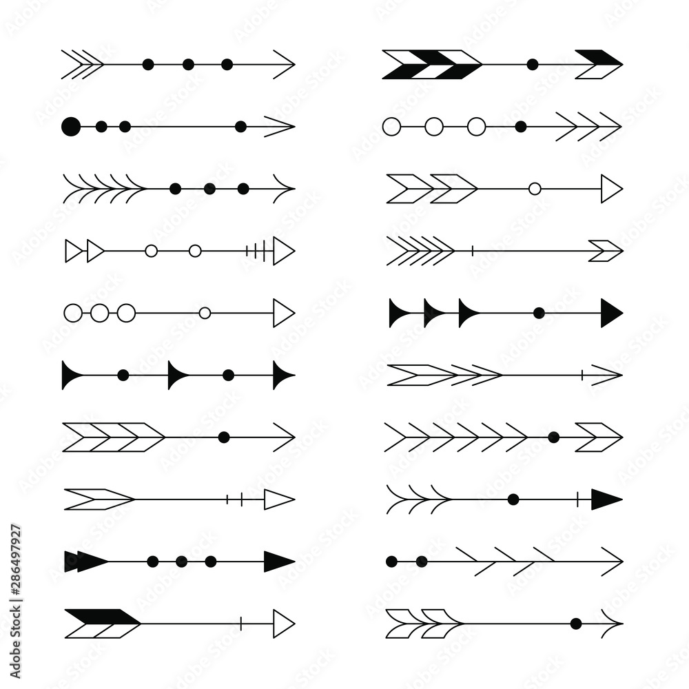Set of creative arrows isolated on white background. 