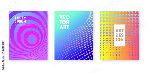 Set of three minimal modern cover design with dynamic colorful gradients. Poster template vector design. 