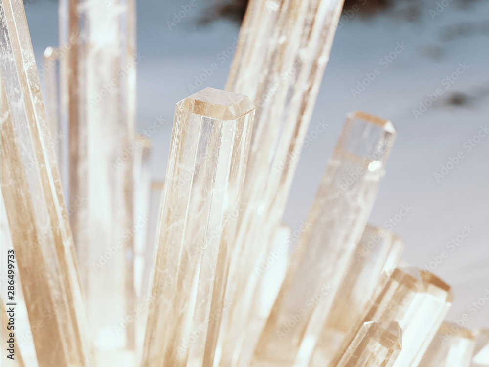 Transparent crystals grow in the desert Transparent crystals grow in the desert