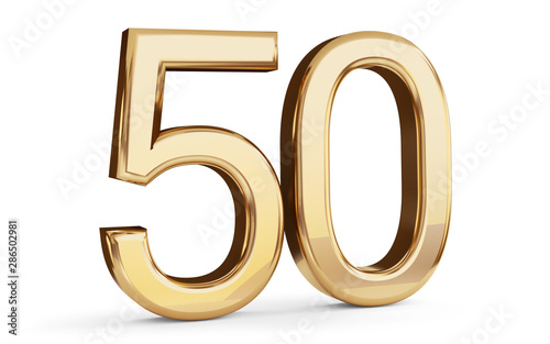 50 golden bold letters isol...