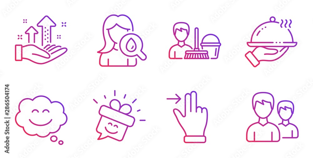 Moisturizing cream, Smile and Restaurant food line icons set. Analysis graph, Smile chat and Touchscreen gesture signs. Cleaning service, Couple symbols. Face lotion, Gift box. People set. Vector Moisturizing cream, Smile and Restaurant food line icons set. Analysis graph, Smile chat and Touchscreen gesture signs. Cleaning service, Couple symbols. Face lotion, Gift box. People set. Vector