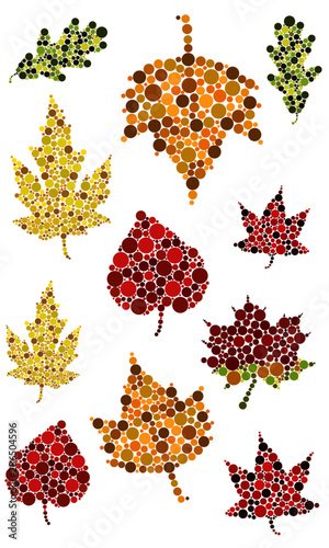 autumn leafs made from circles isolated