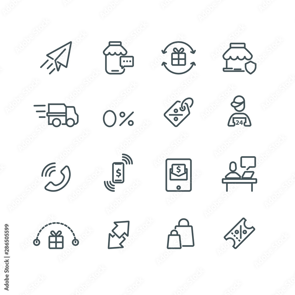 Marketing and Business set icons, vector