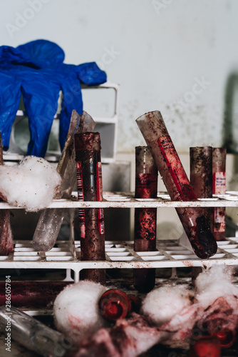 Glass Test Tubes with Blood - Abandoned Creedmoor State Hospital - Queens, New York City, New York photo