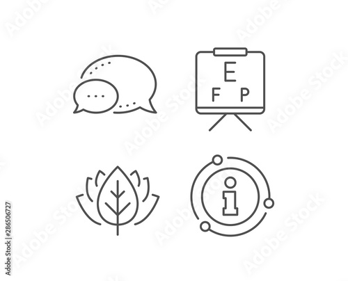 Vision board line icon. Chat bubble, info sign elements. Oculist eye clinic sign. Optometry symbol. Linear vision board outline icon. Information bubble. Vector