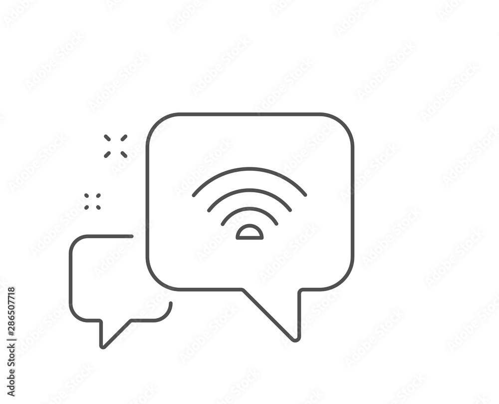Wifi line icon. Chat bubble design. Wi-fi internet sign. Wireless network symbol. Outline concept. Thin line wifi icon. Vector Wifi line icon. Chat bubble design. Wi-fi internet sign. Wireless network symbol. Outline concept. Thin line wifi icon. Vector