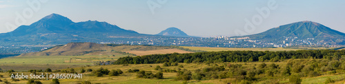 Panorama of the Mineralnye Vody resort in Stavropol Region in Russia. Caucasus