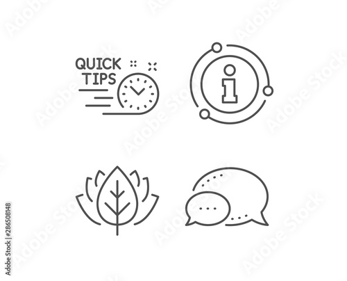 Quick tips line icon. Chat bubble, info sign elements. Helpful tricks sign. Tutorials symbol. Linear quick tips outline icon. Information bubble. Vector