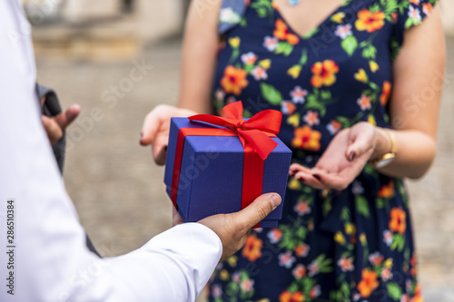 Woman ready to receive a cute gift