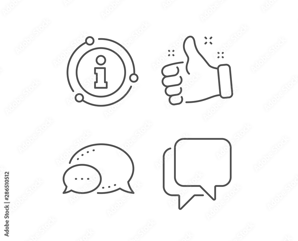 Talk bubble line icon. Chat bubble, info sign elements. Speech bubble sign. Chat message symbol. Linear talk bubble outline icon. Information bubble. Vector Talk bubble line icon. Chat bubble, info sign elements. Speech bubble sign. Chat message symbol. Linear talk bubble outline icon. Information bubble. Vector