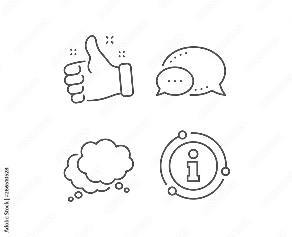 Obraz premium Comic speech bubble line icon. Chat bubble, info sign elements. Chat sign. Social media message symbol. Linear speech bubble outline icon. Information bubble. Vector