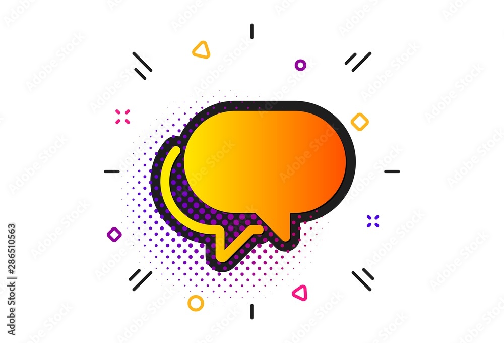 Speech bubble sign. Halftone circles pattern. Talk bubble icon. Chat message symbol. Classic flat talk bubble icon. Vector Speech bubble sign. Halftone circles pattern. Talk bubble icon. Chat message symbol. Classic flat talk bubble icon. Vector