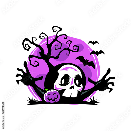 Skeleton Head Halloween Therme Logo Vector