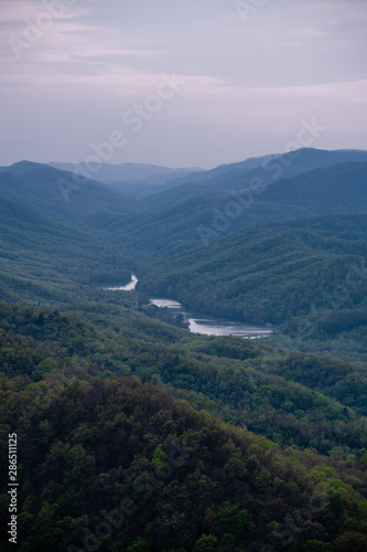 Scenic Fern Lake and City of Middlesboro at Sunset - Cumberland Gap National Historic Park - Kentucky and Tennessee