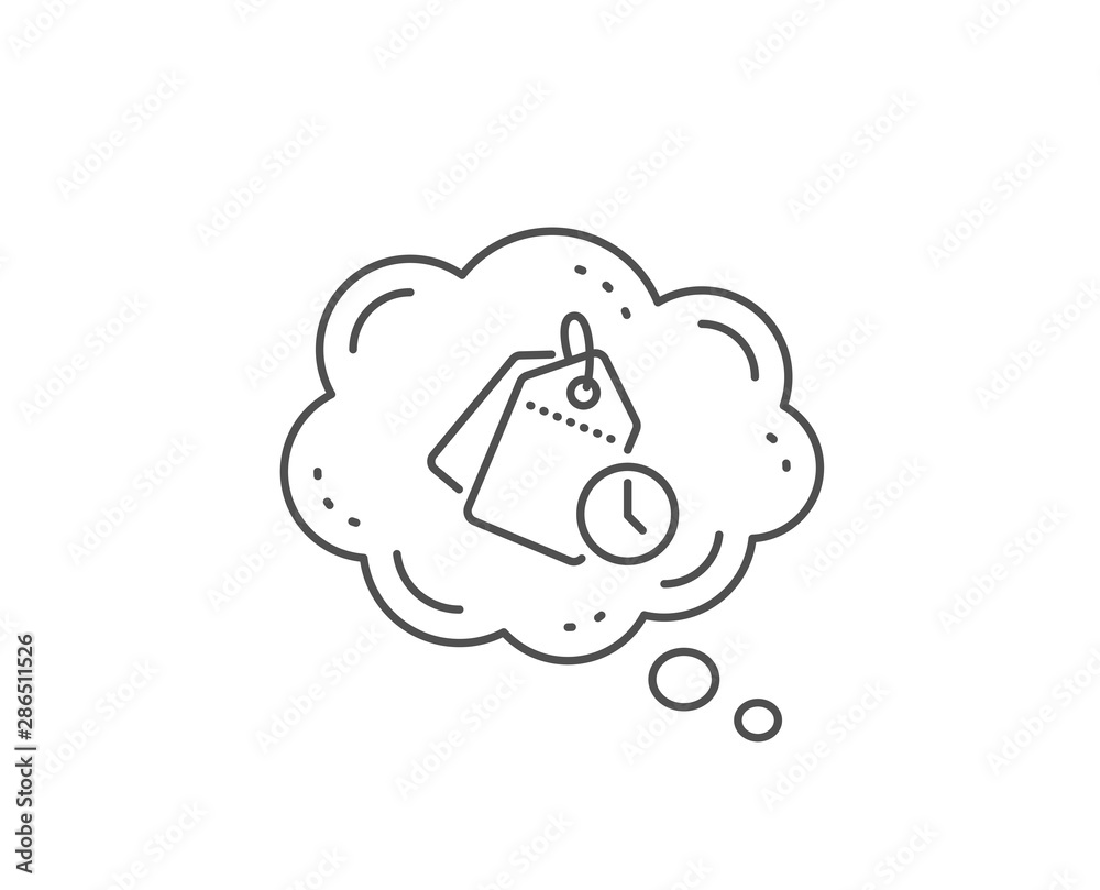 Time management line icon. Chat bubble design. Clock tags sign. Watch symbol. Outline concept. Thin line time management icon. Vector Time management line icon. Chat bubble design. Clock tags sign. Watch symbol. Outline concept. Thin line time management icon. Vector
