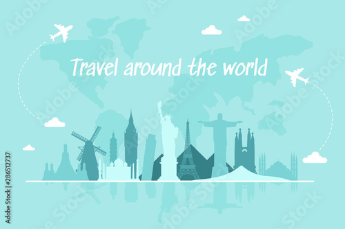 Travel by airplane. World Travel. Planning summer vacations. Tourism and vacation theme.