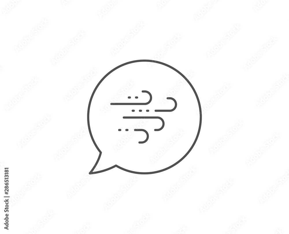 Windy weather line icon. Chat bubble design. Strong wind sign. Outline concept. Thin line windy weather icon. Vector Windy weather line icon. Chat bubble design. Strong wind sign. Outline concept. Thin line windy weather icon. Vector